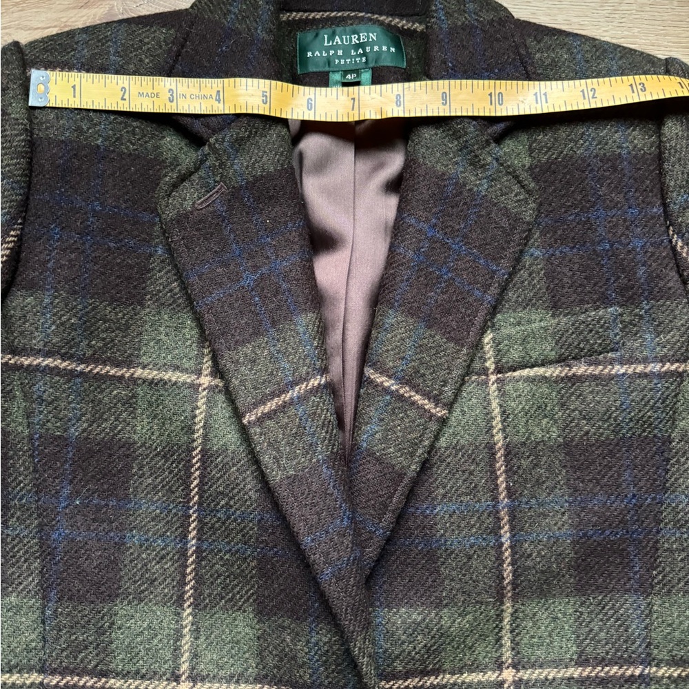 🔥VINTAGE LAUREN Ralph Lauren TWEED WOOL Classic Plaid Blazer Sz4P PriceFirm - Picture 6 of 14